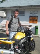 Dani Maican, format si crescut de Juventus Focsani si acum la National Golesti a marcat de doua ori ieri la fel ca Dani Cretu...In foto Dani Maican iubitul sau monstru Yamaha...