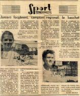 Articol din presa sportiva locala despre baza sportiva Vointa Focsani ... care a disparut si uniristul Marian Strugaru, care avea sa ajunga timp de 8 ani antrenorul nationalei de baschet a Romaniei ...
