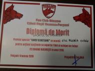 Diploma premiului special IANCU ULMETEANU, acordat de FAN CLUB DINAMO CAINII ROSII VRANCEA.