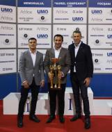 De la stanga la dreapta: GEORGII ZANTARAIA, HAMZA KARIMOV si MARIUS ULMETEANU, editia a XV-a din 2017 a Turneului International de Judo de la Focsani, 11 noiembrie, Romania ...