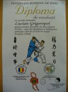 Diploma de Excelenta pe care a primit-o Lucian Grigoropol pentru infiintarea judoului in Vrancea in 1968